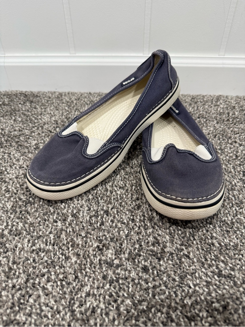 Crocs Women's Navy Blue And White Slip-On Loafer Shoes